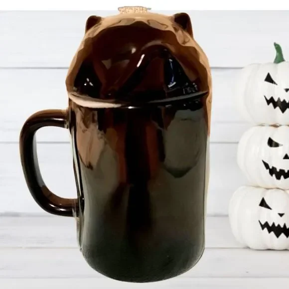 Rea Dunn Black Cat Mug BEWARE With Lid 16oz - Picture 3 of 4